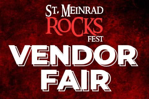 The words Vendor Fair on a red background